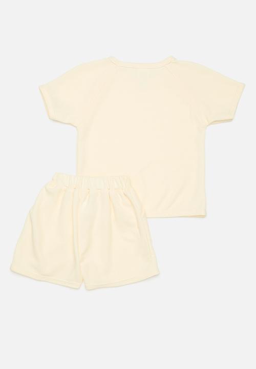 Pop Candy - Tee & short set - pale yellow 