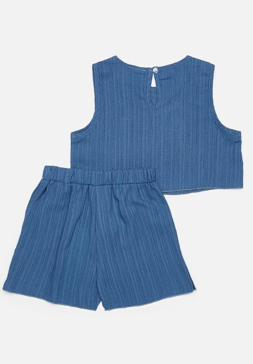 Pop Candy - Cropped top & pants set - blue