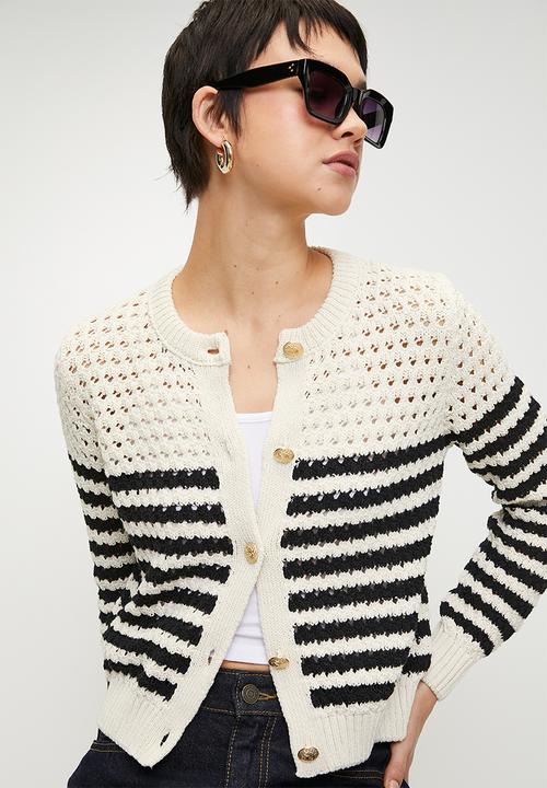 MANGO - Cardigan Oliva - Dark Navy & Ecru