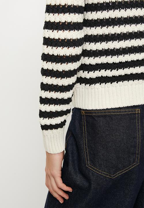 MANGO - Cardigan Oliva - Dark Navy & Ecru