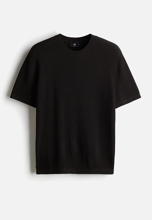 H&M - Regular fit rib-knit t-shirt - black