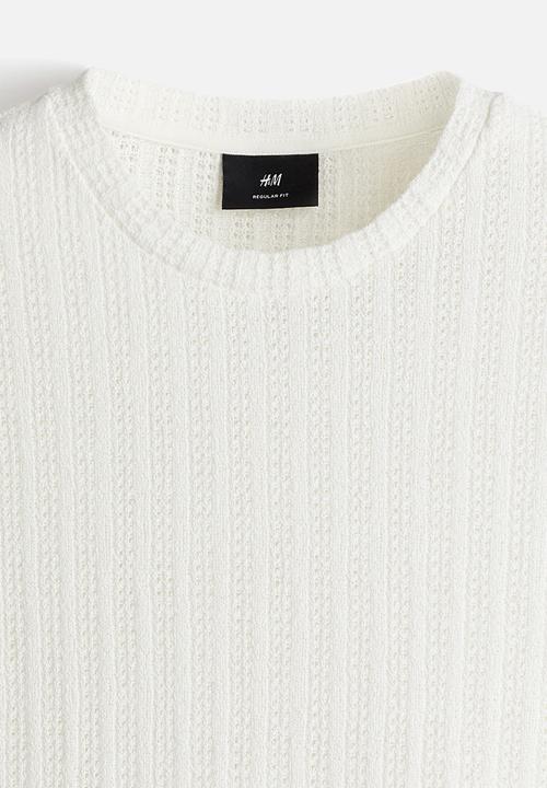 H&M - Regular fit crochet-look t-shirt - white