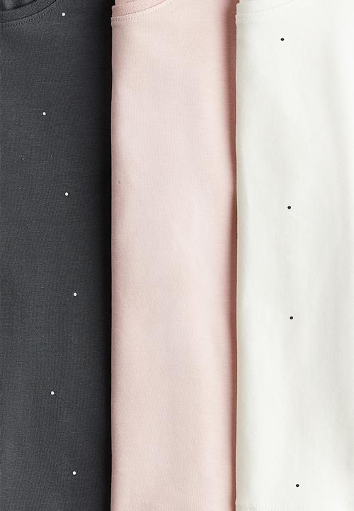 H&M - 3-Pack long-sleeved tops - dark grey/light pink spotted 