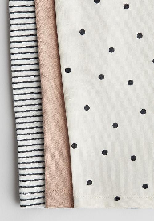 H&M - 3-Pack cotton sleepsuits - cream/spotted