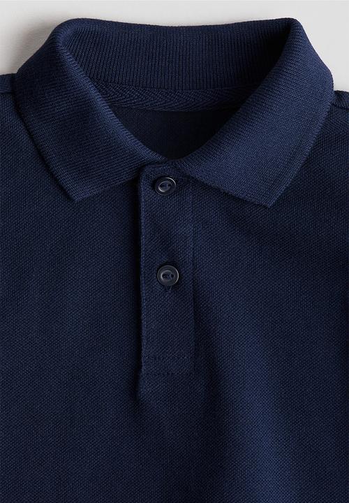 H&M - Cotton piqué polo shirt - navy blue