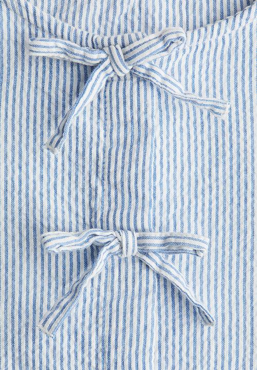 H&M - Cotton seersucker peplum blouse - light blue/striped