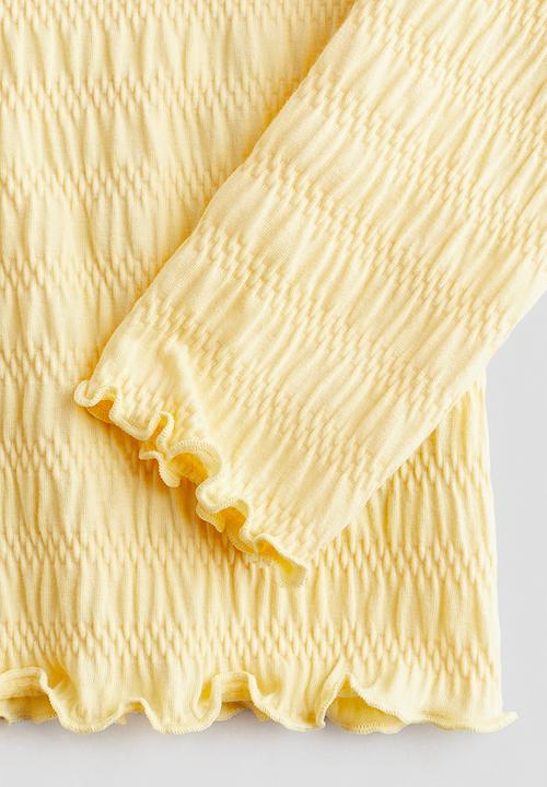H&M - Smocked jersey top - yellow