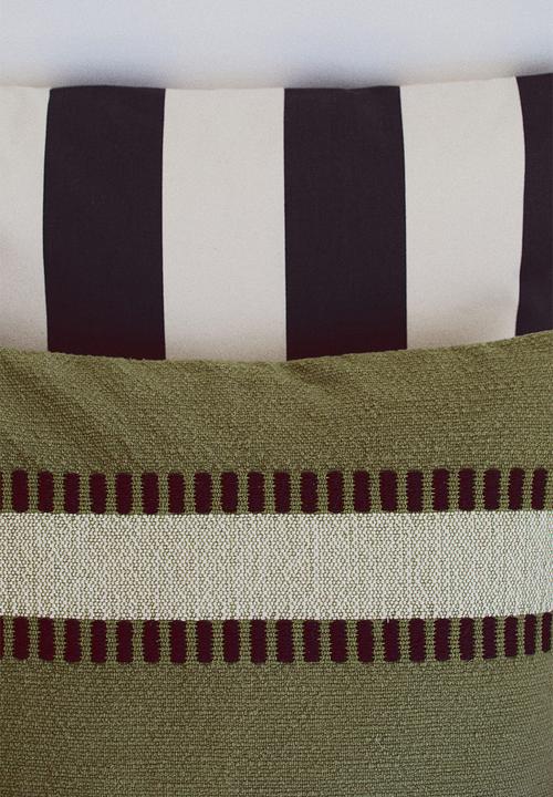 H&M - Patterned cushion cover - khaki green patterned 