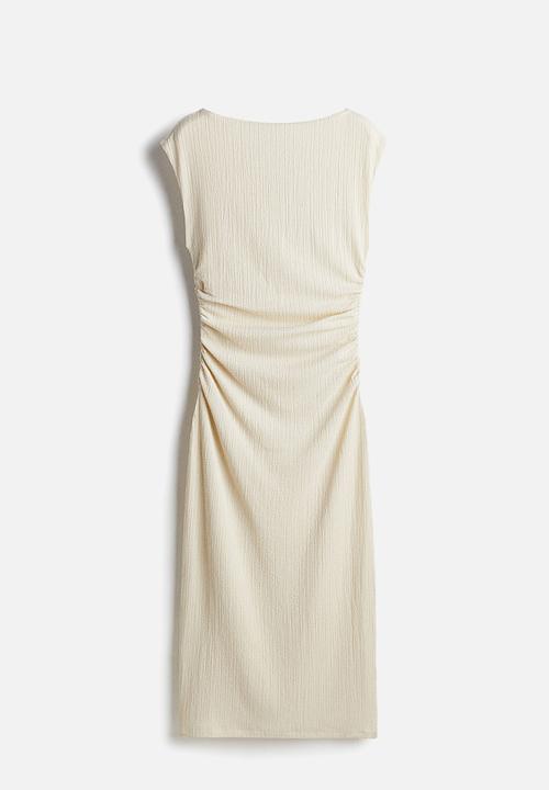 Draped bodycon dress - cream - 1283258002
