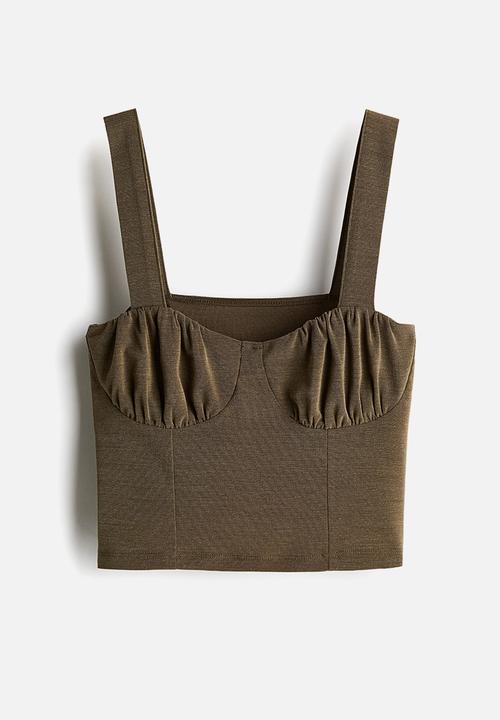 H&M - Bralette top - dark khaki green