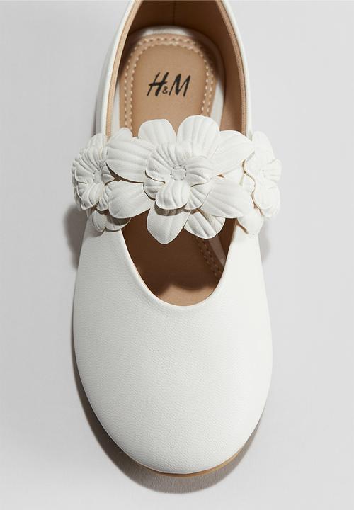 H&M - Appliquéd ballet pumps - white