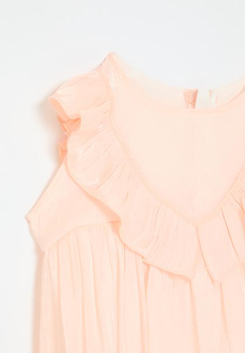 Pop Candy - Sleeveless metallic dress - pale apricot