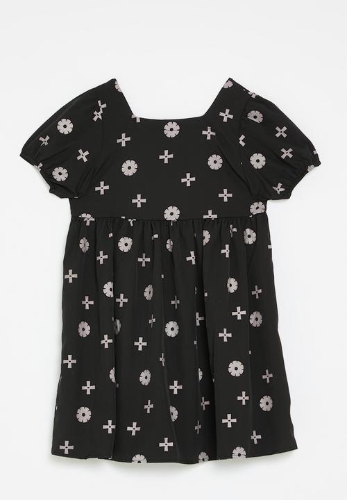 Pop Candy - Puff sleeve dress - black & white