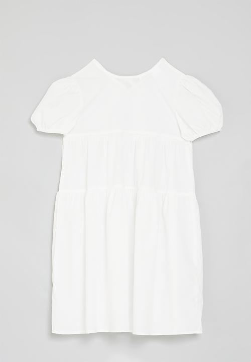 Pop Candy - Puff sleeve dress-white