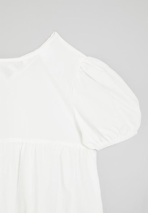 Pop Candy - Puff sleeve dress-white