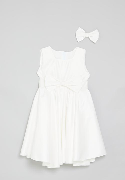 Pop Candy - Bow décor occasion dress-white