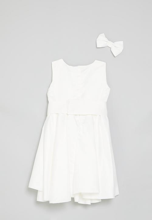 Pop Candy - Bow décor occasion dress-white
