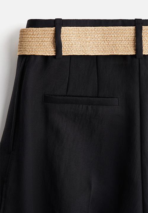 H&M - Wide belted trousers - black