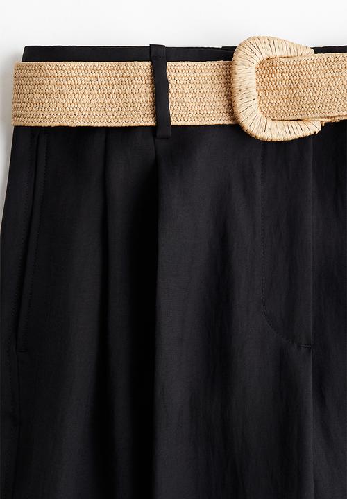 H&M - Wide belted trousers - black