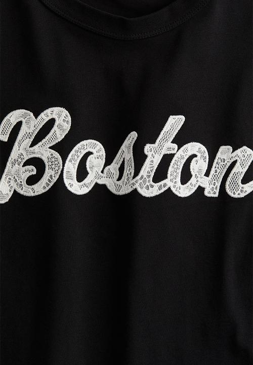 H&M - Text-motif t-shirt - black boston 