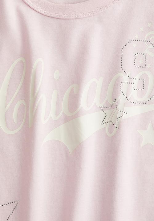 H&M - Text-motif t-shirt - light pink chicago