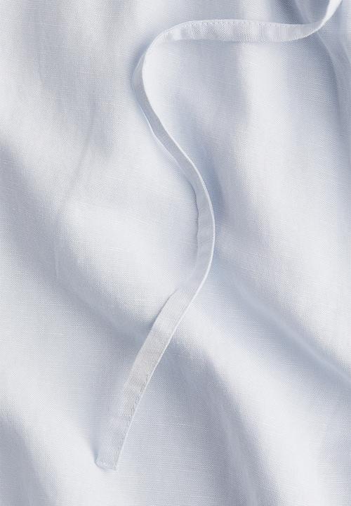 H&M - Linen-blend drawstring trousers - light blue