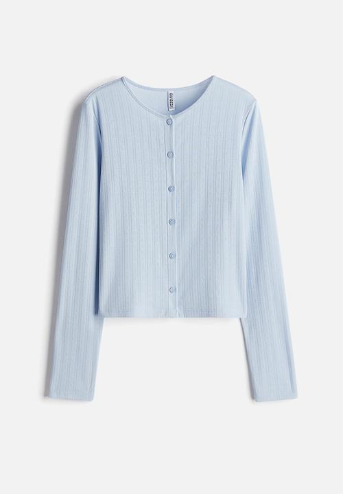 H&M - Pointelle jersey cardigan - light blue 