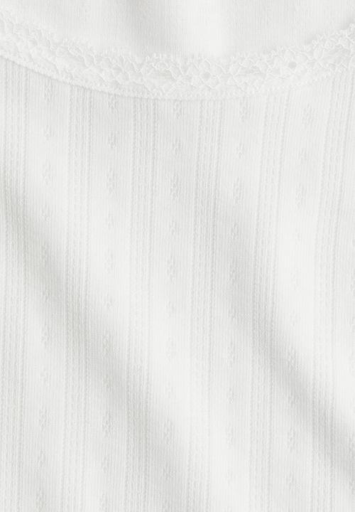 H&M - Lace-trimmed pointelle t-shirt - white