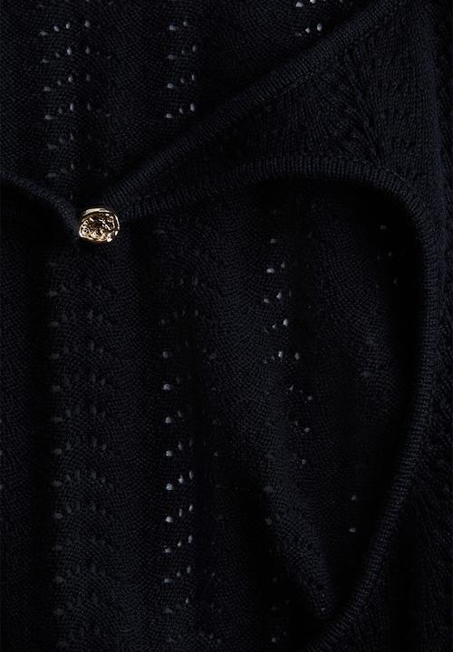 H&M - Open-back pointelle-knit dress - black