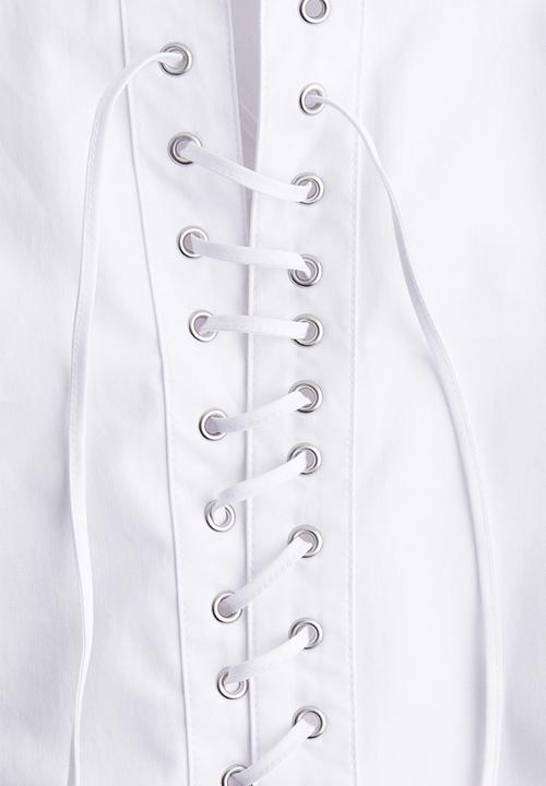 H&M - Lacing-front cotton shirt - white