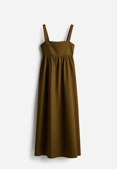 H&M - Cotton maxi dress - dark khaki green