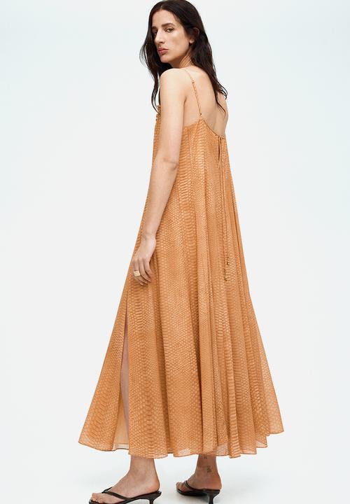 H&M - Strappy chiffon dress - beige/snakeskin-patterned 