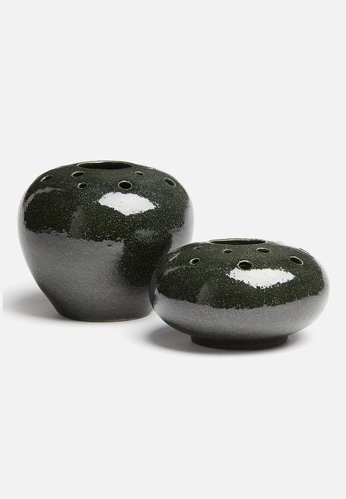 H&M - Ikebana stoneware vase - dark green