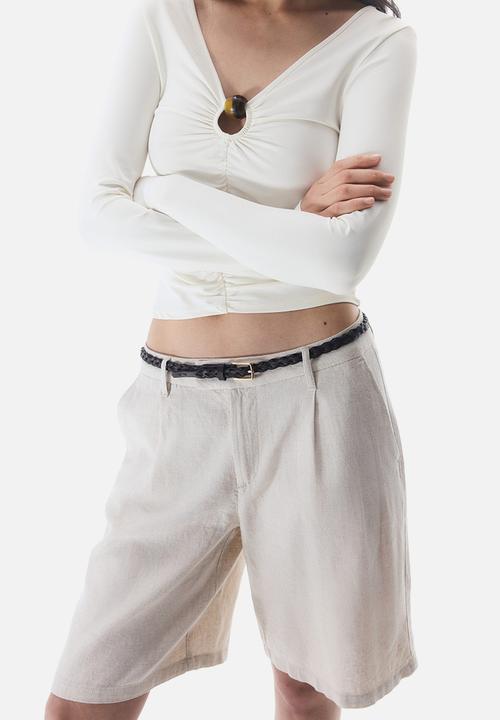 H&M - Gathered cut-out top - cream