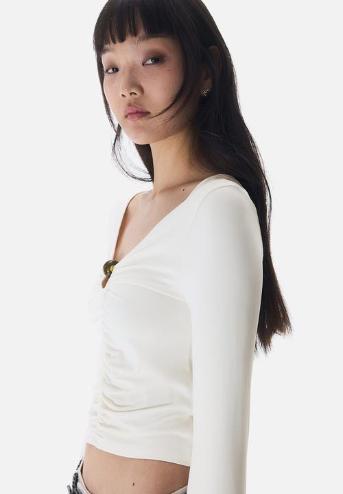 H&M - Gathered cut-out top - cream
