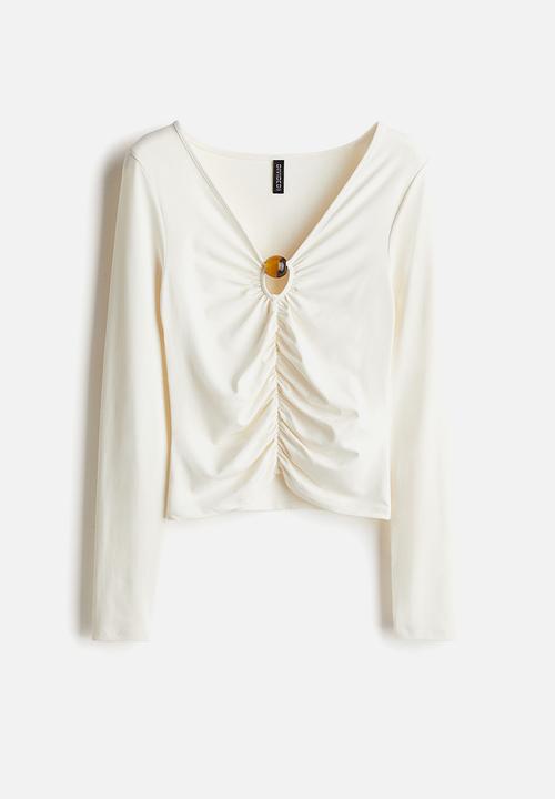 H&M - Gathered cut-out top - cream