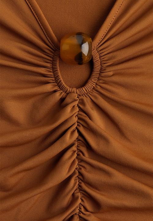 H&M - Gathered cut-out top - brown