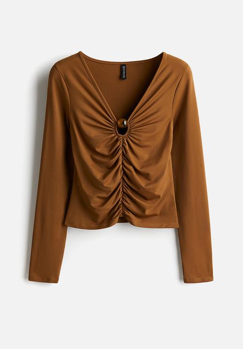H&M - Gathered cut-out top - brown