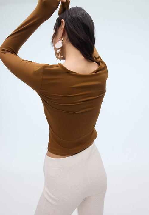 H&M - Gathered cut-out top - brown