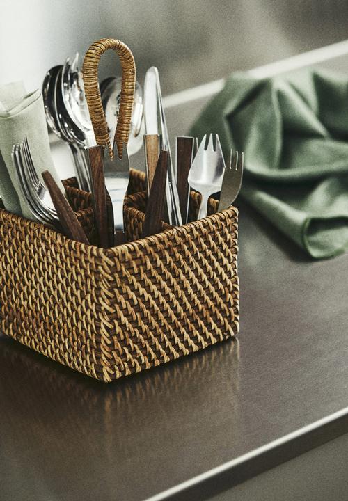 H&M - Rattan cutlery basket - beige