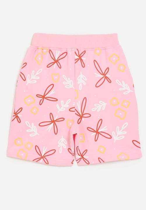 Pop Candy - Printed sweatshorts with curved inset pockets - pink/multi