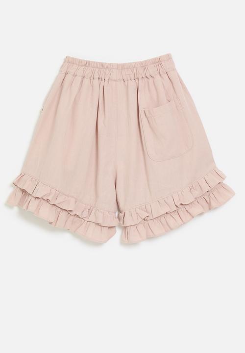 Pop Candy - Frilled hem shorts - dusty pink