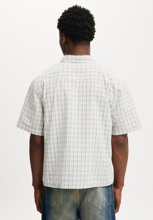 Cotton On - Darcy Short Sleeve Shirt - Off White Micro Check