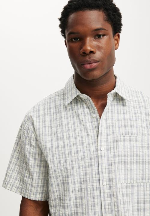 Cotton On - Darcy Short Sleeve Shirt - Off White Micro Check