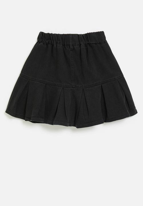 Pop Candy - Denim skirt with pleated hem - black
