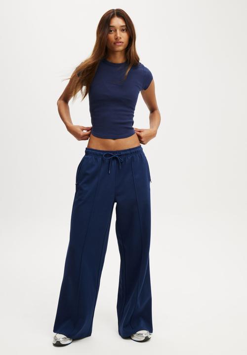 Cotton On - Wide Leg Retro Track Pant - Heritage Blue