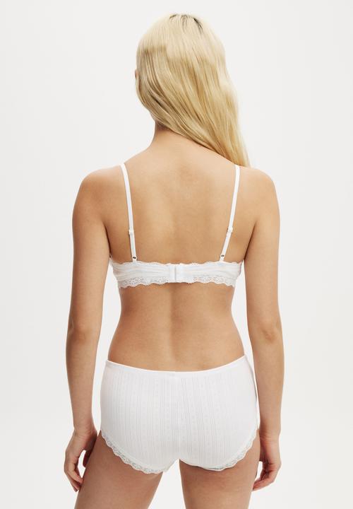 Cotton On - Organic Cotton Lace Triangle Padded Bralette - White