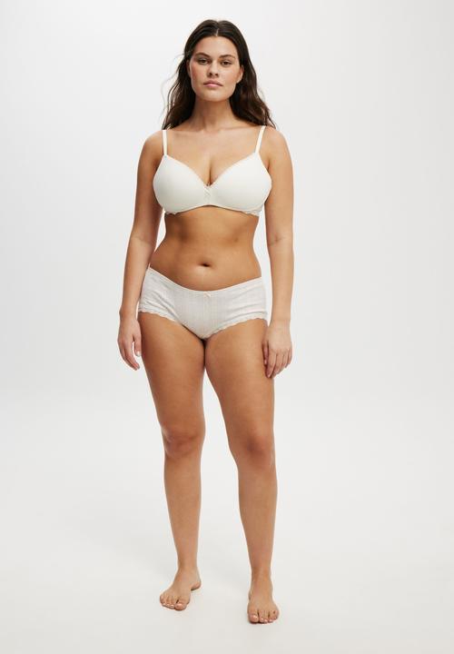 Cotton On - Organic Cotton Lace Boyshort Brief - Butterscotch Marle Pointelle