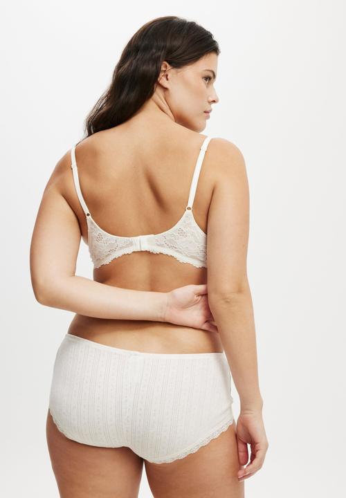 Cotton On - Organic Cotton Lace Boyshort Brief - Butterscotch Marle Pointelle