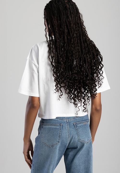 SISSY BOY - Call Me Yours: Boxy Top With Textured Bling Logo - White